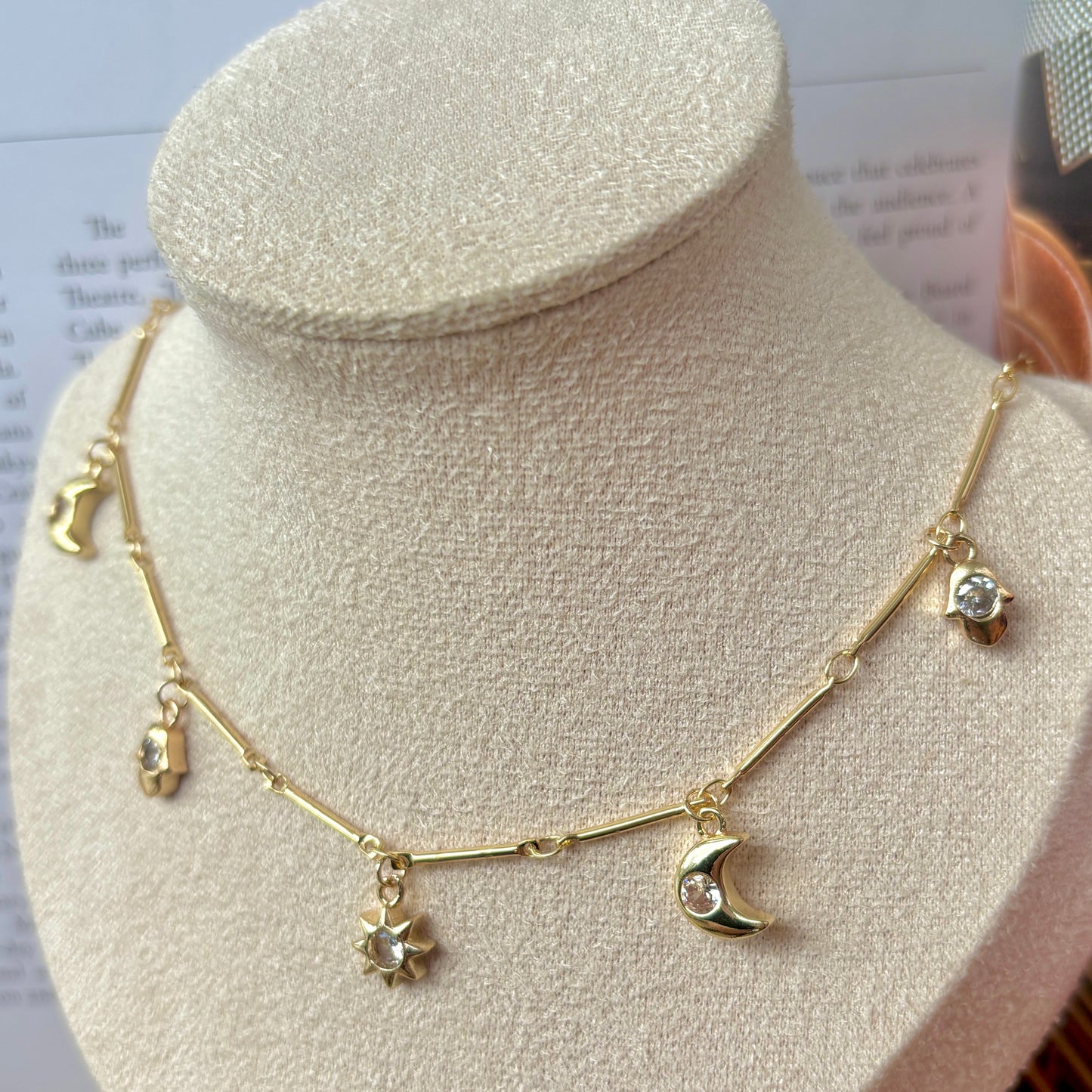 CRESSIDA Necklace with Celestial Charms