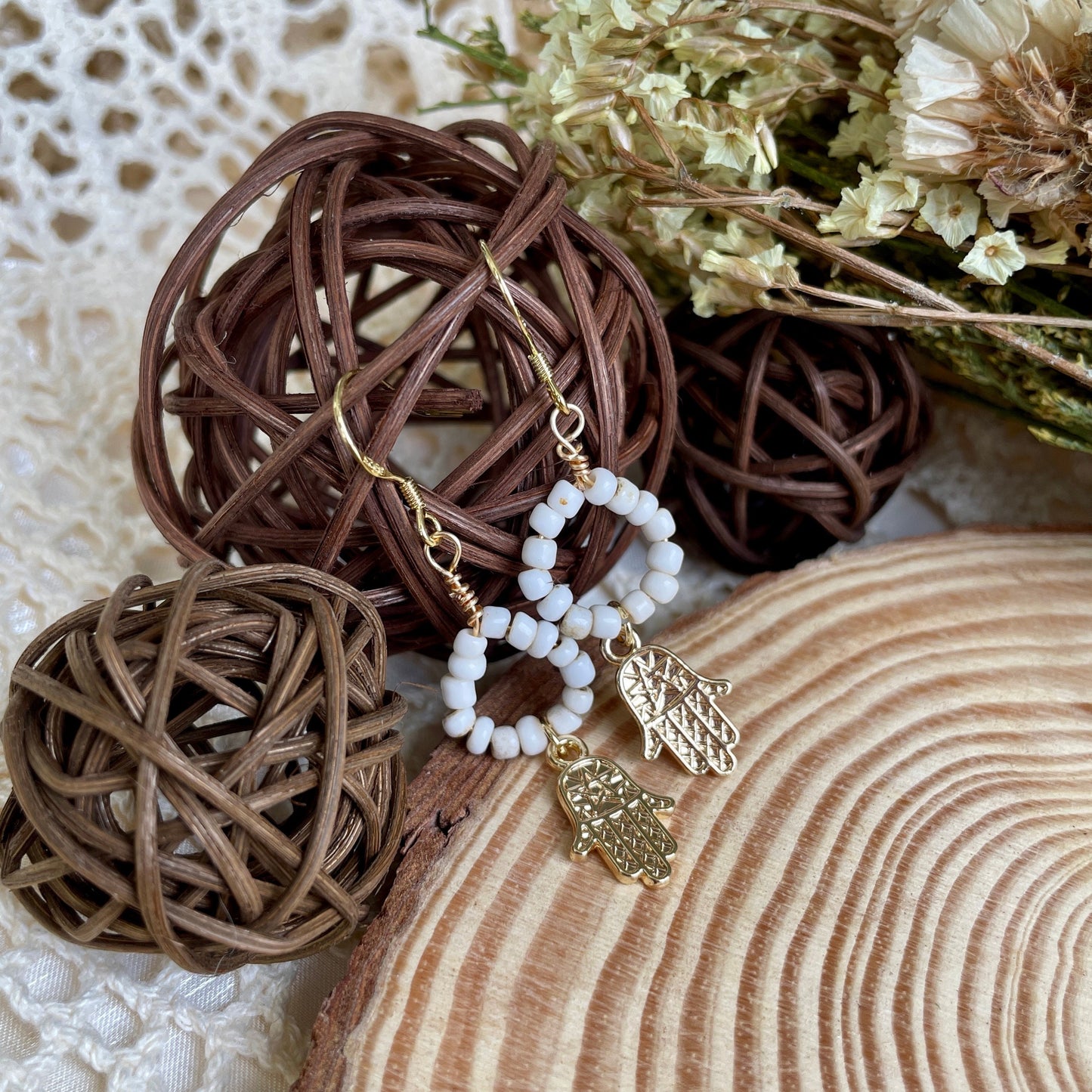 KAMSA Natural Beaded Earrings
