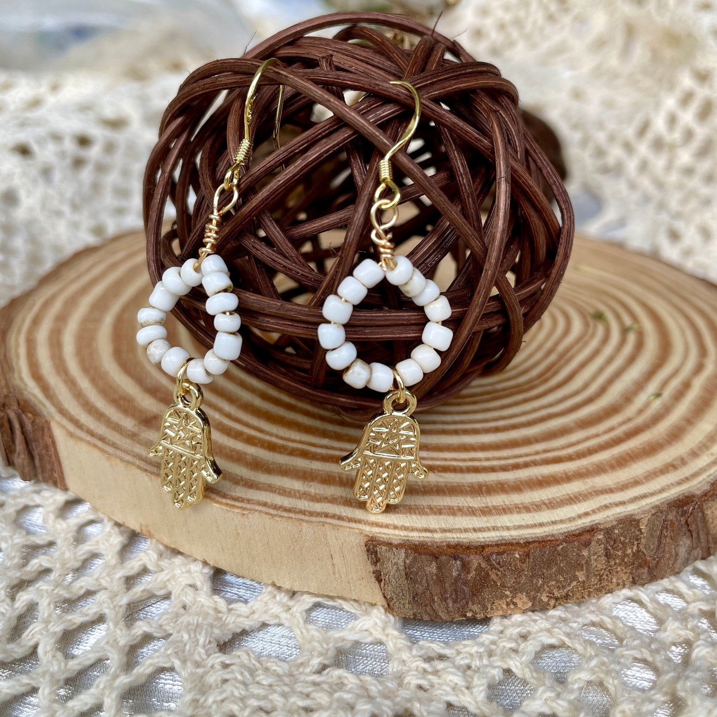 KAMSA Natural Beaded Earrings