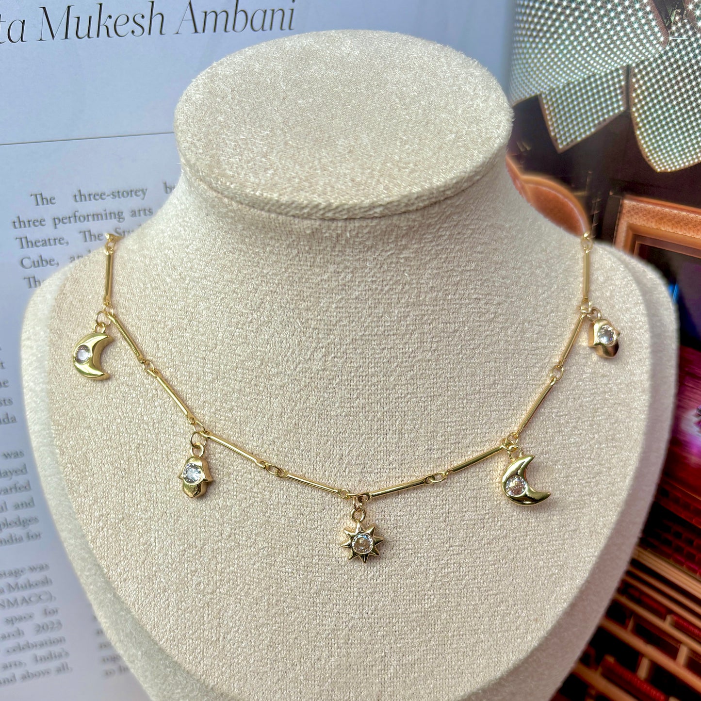 CRESSIDA Necklace with Celestial Charms