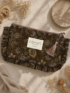 Blaire Frilly Pouch - Brown Paisley