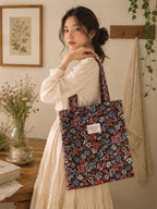 Josie Pocket Tote Bag - Brown Florals