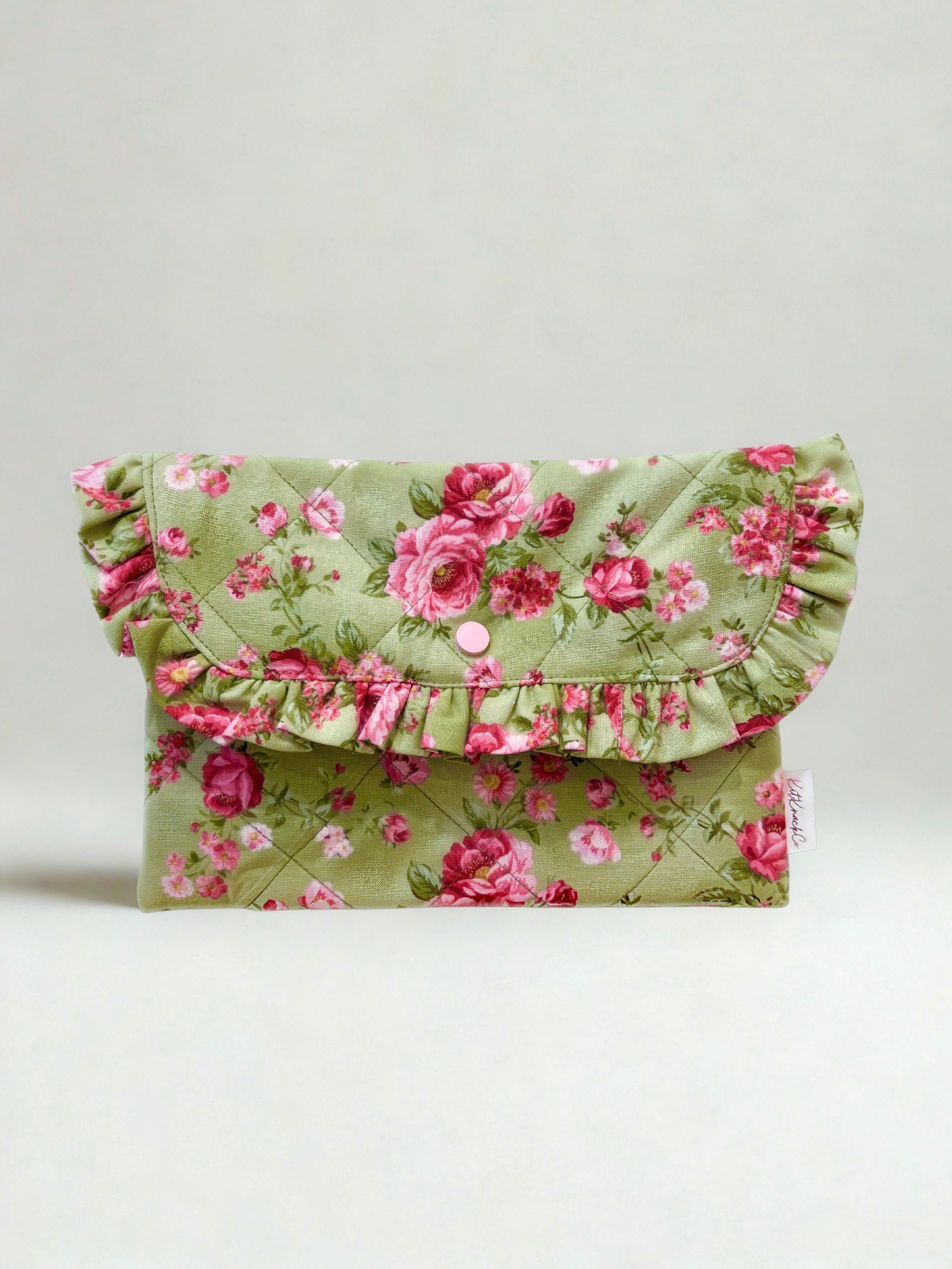 Colette Frilly Button Pouch - Vintage Florals