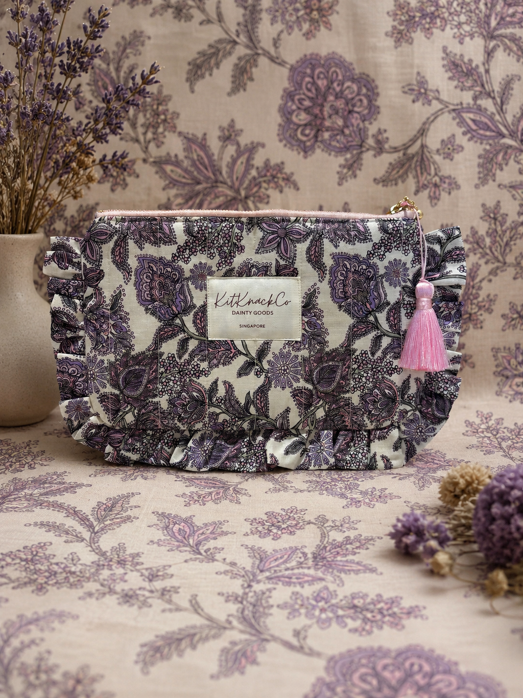 Blaire Frilly Pouch - Purple Paisley