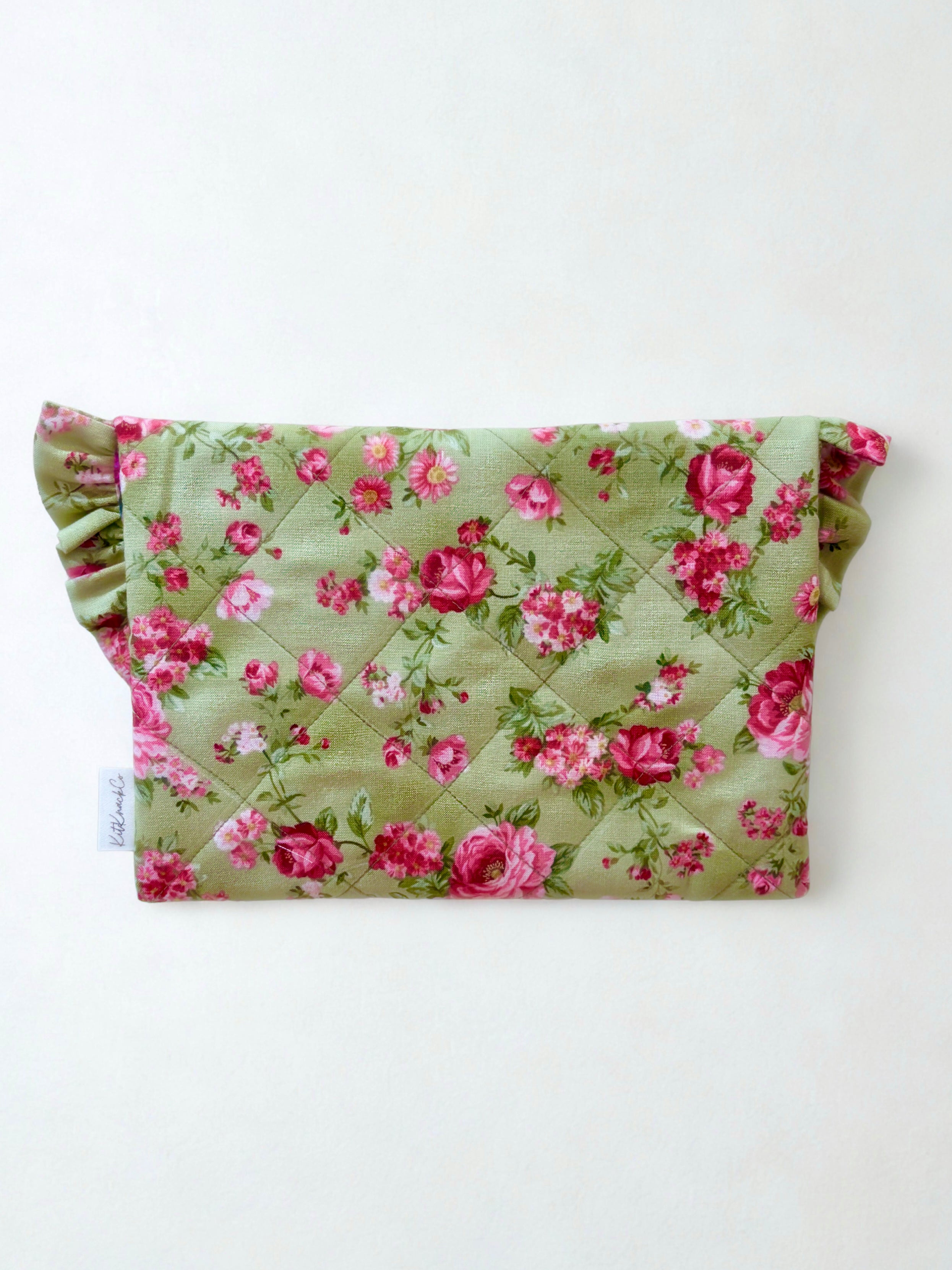Colette Frilly Button Pouch - Vintage Florals