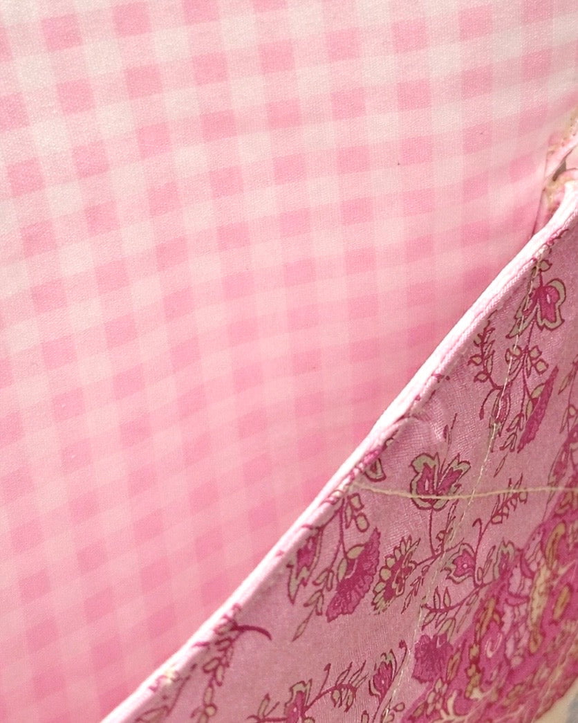 Colette Frilly Button Pouch - Pink Florals