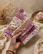 Colette Frilly Button Pouch - Pink Florals
