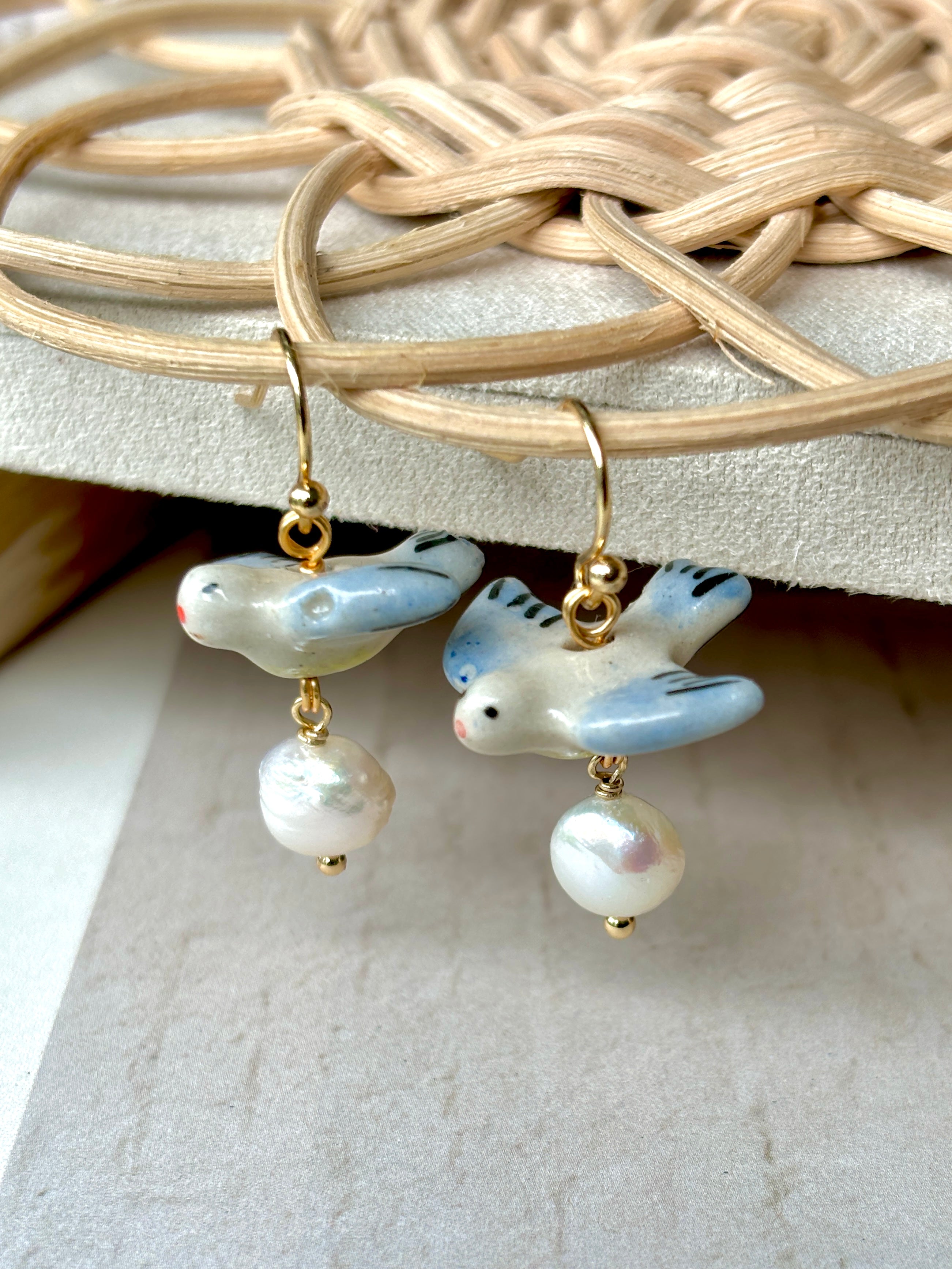 WREN Ceramic Bird Earrings