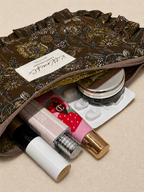 Blaire Frilly Pouch - Brown Paisley