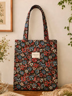 Josie Pocket Tote Bag - Brown Florals