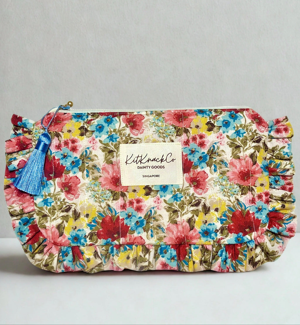 Blaire Frilly Pouch - Vintage Florals