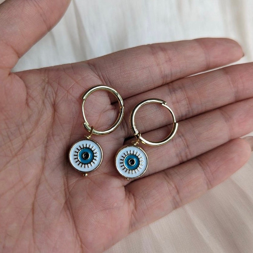 BONJU Evil Eye Ear Hoops