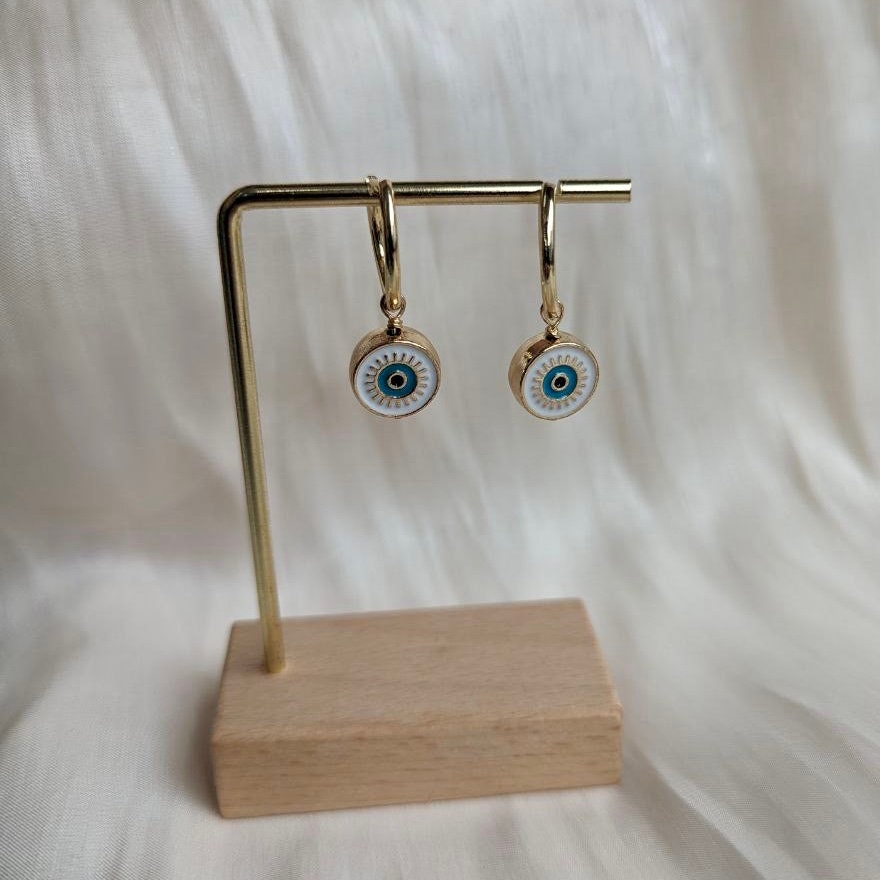 BONJU Evil Eye Ear Hoops