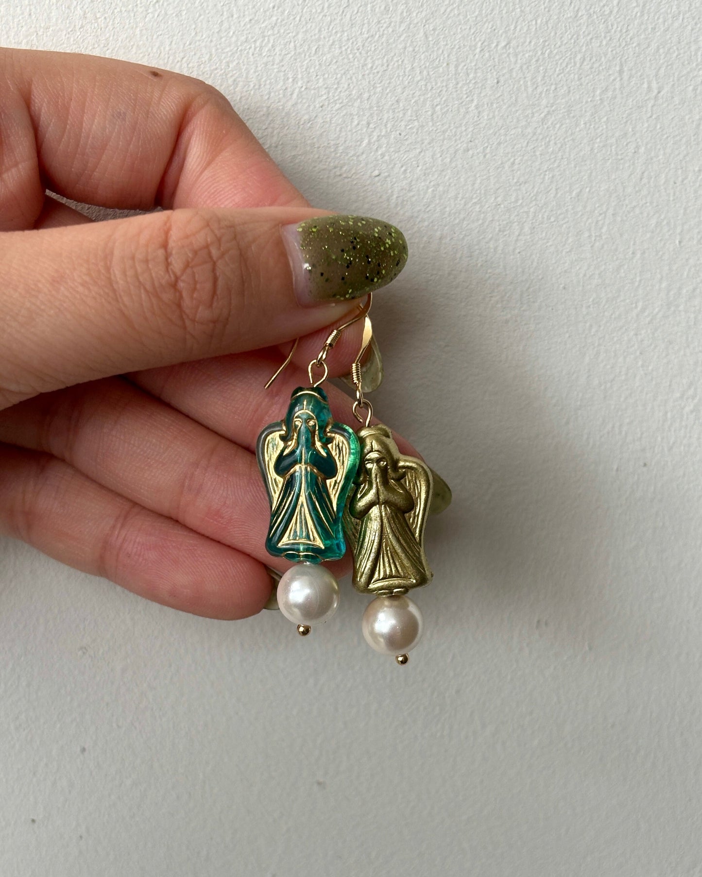 EVA Pearl and Angel Earrings