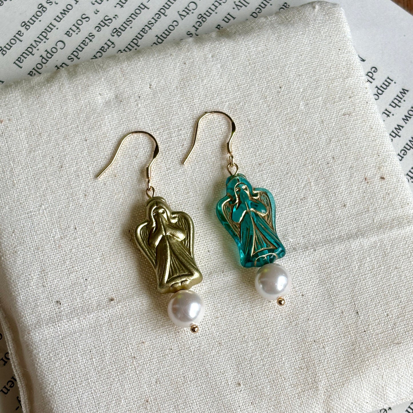 EVA Pearl and Angel Earrings